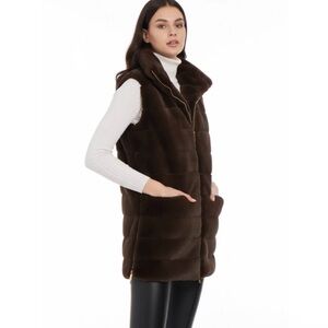 LIKE NEW PATTY KIM LAUREN LUX FAUX FUR GREEN VEST SIZE XS